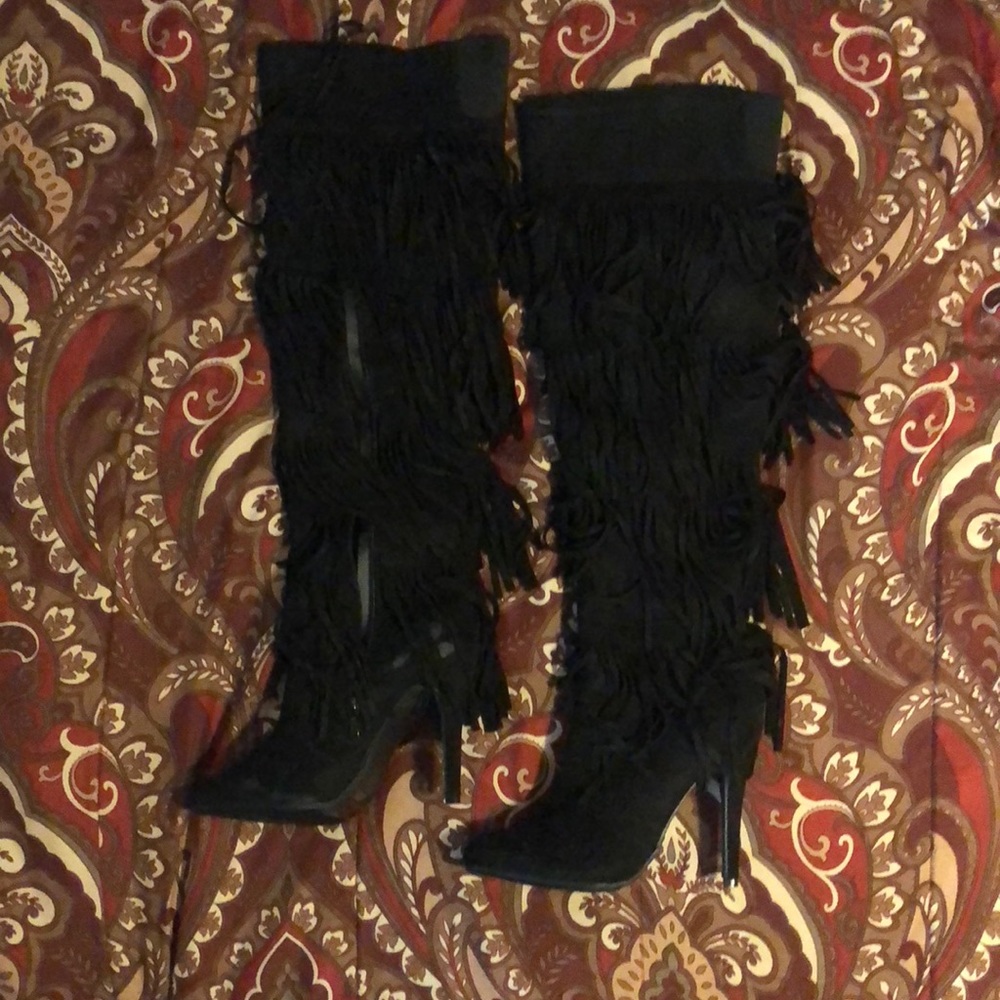 Black suede boots